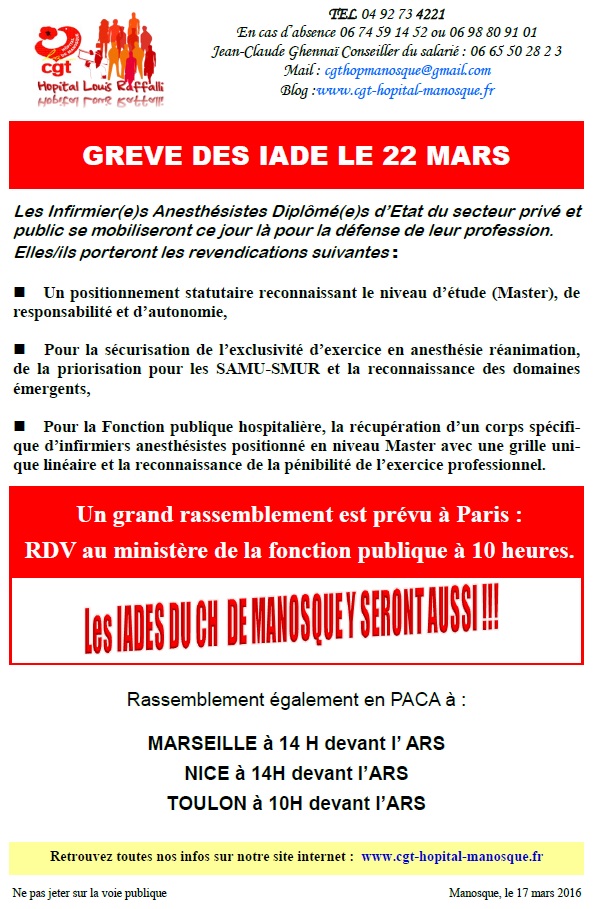 Tract Grève IADE 22 mars