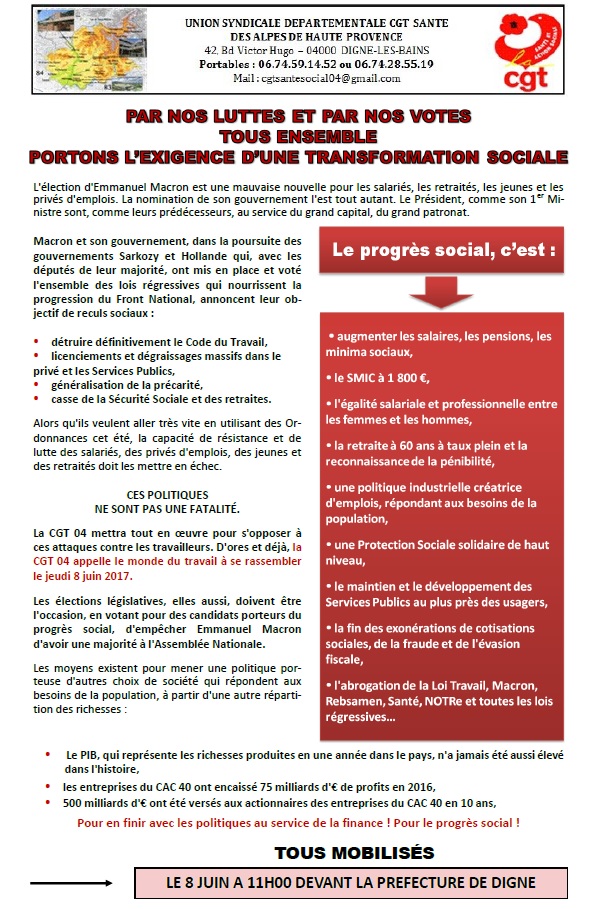 Tract CGT 04 action 8 juin 2017