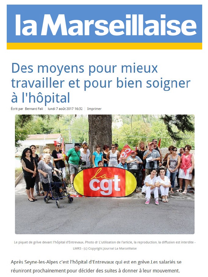 837. Article La Marseillaise grève hôpital Entrevaux (1)