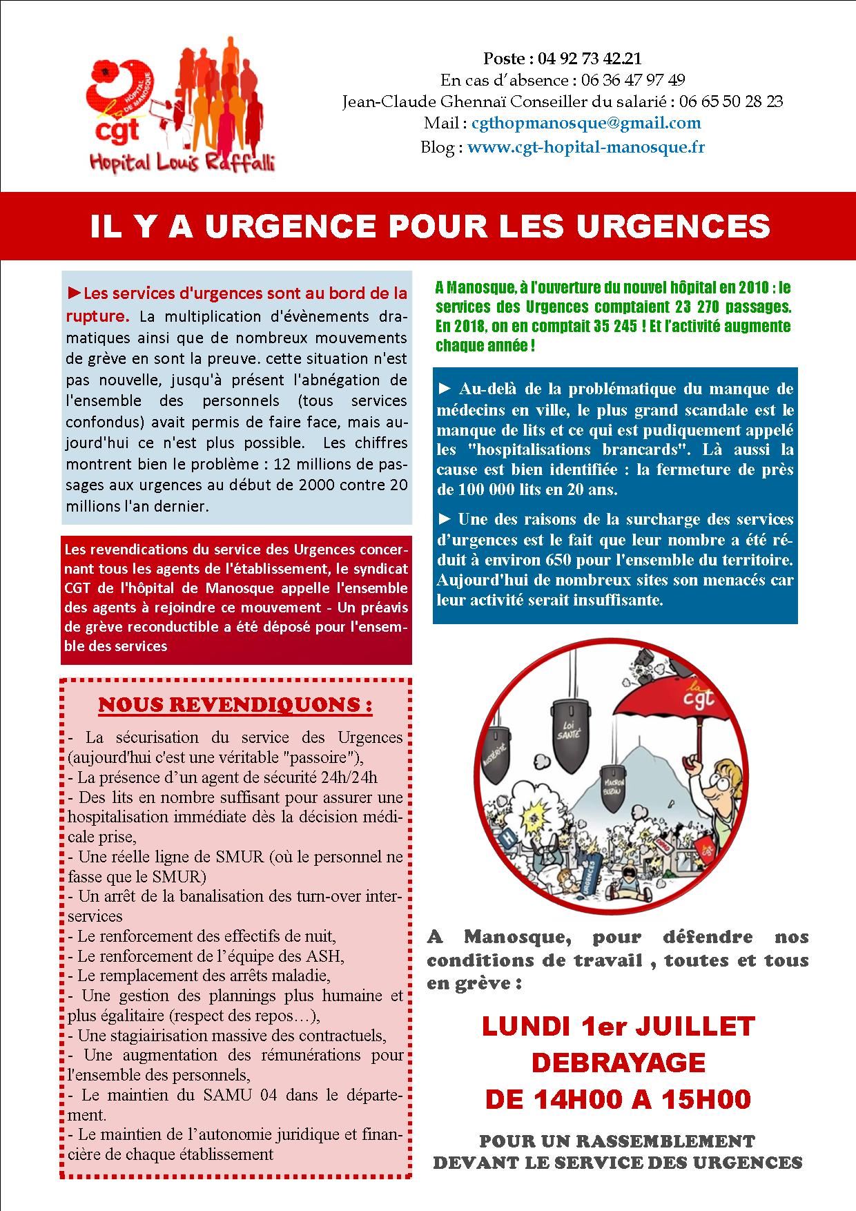 Tract 1 grève urgences hôpital Manosque