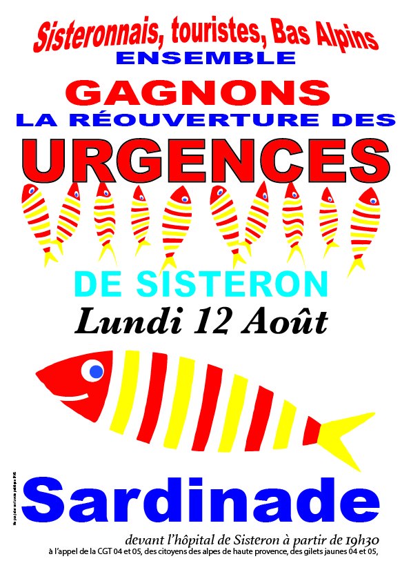 1153. Tract Sardinade urgences Sisteron 12 août 2019