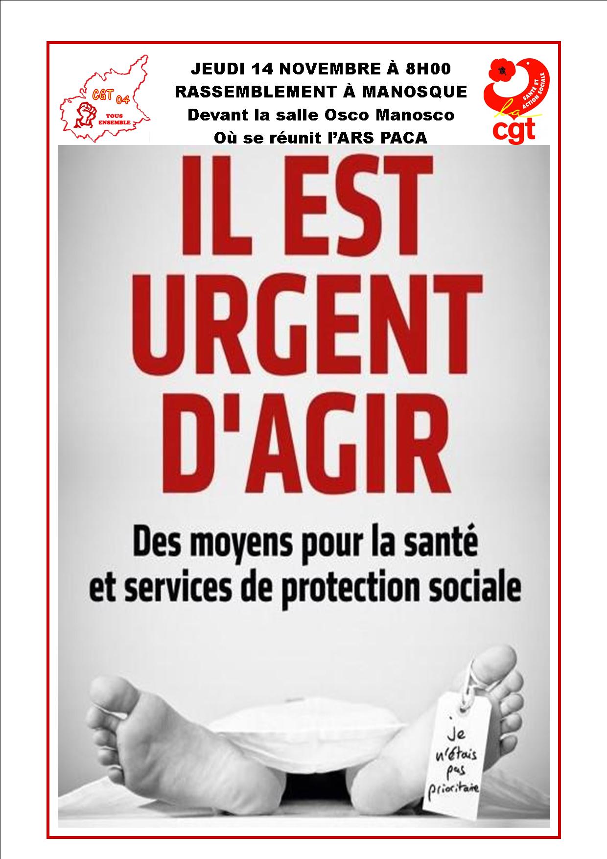 Affiche CGT Santé Manosque 14 novembre 2019