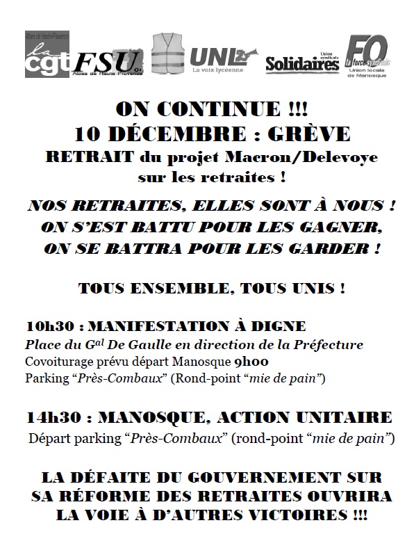 Tract union locale CGT Manosque Réforme Macron Delevoye