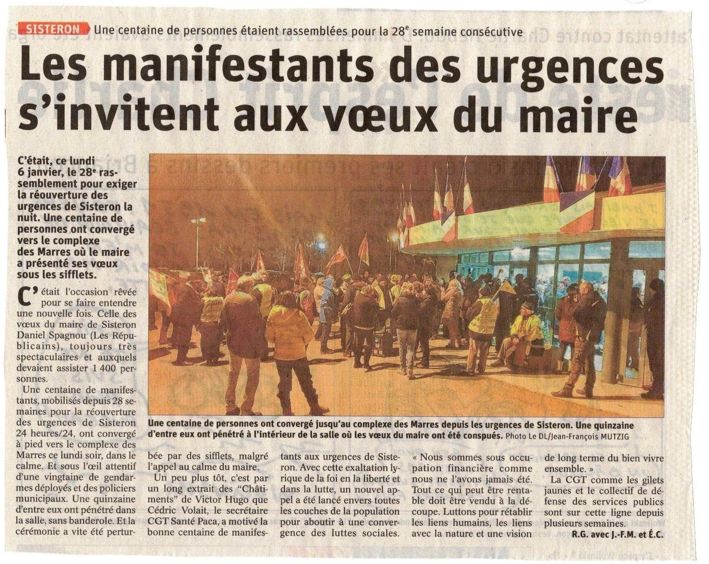 Article Le Dauphiné du 7 janvier 2020