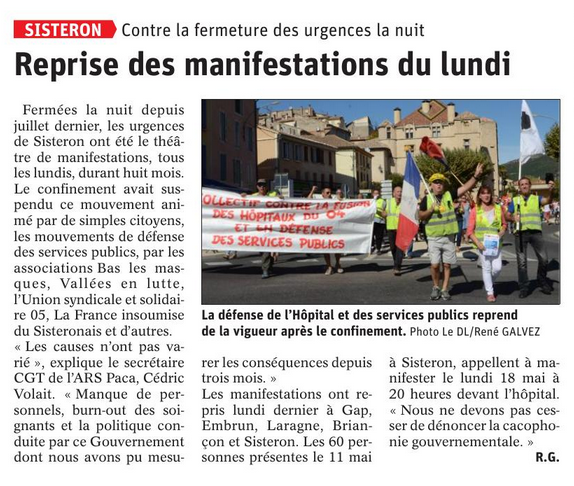 Article Le Dauphiné du 15 mai 2020