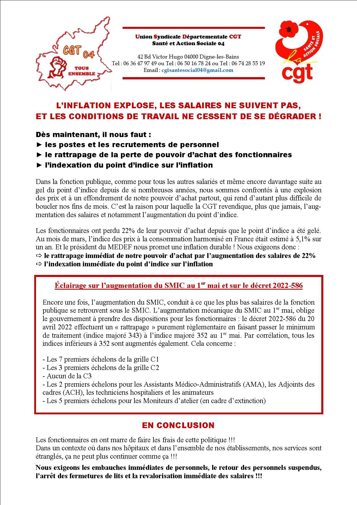 1399. Tract inflation salaire mai 2022
